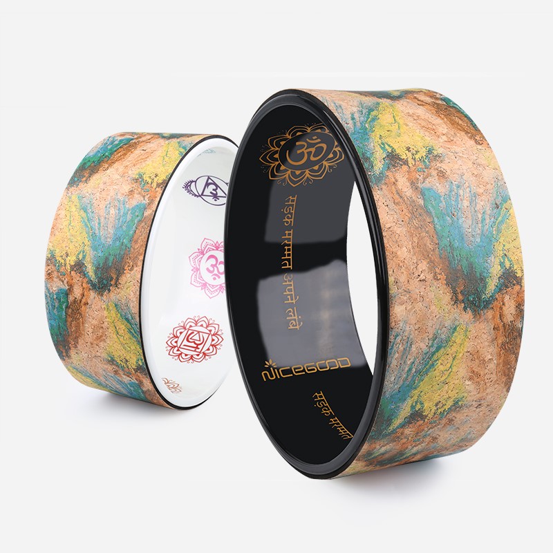 Yoga Wheel - 32cm Diameter - Natural Cork Surface - Rubber ABS Inner Ring - Pilates Fitness