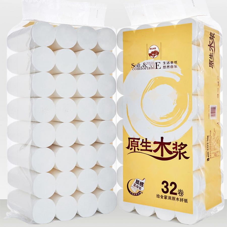 4 Layers Thickened Wood Pulp Disposable Soft Tissue Toilet Paper for Hotel Home Restaurant Toilet Tissue Holder Roll Papers