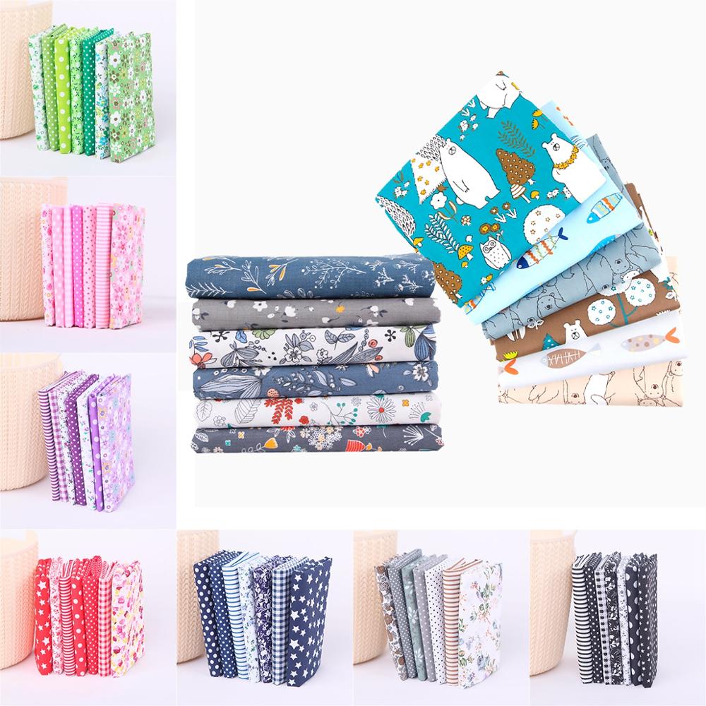 Fengrise-tissu en coton 100% imprimé | Tissus cousus et cousus, pour Patchwork, accessoires de bricolage faits à la main, 7 pièces 50x50cm
