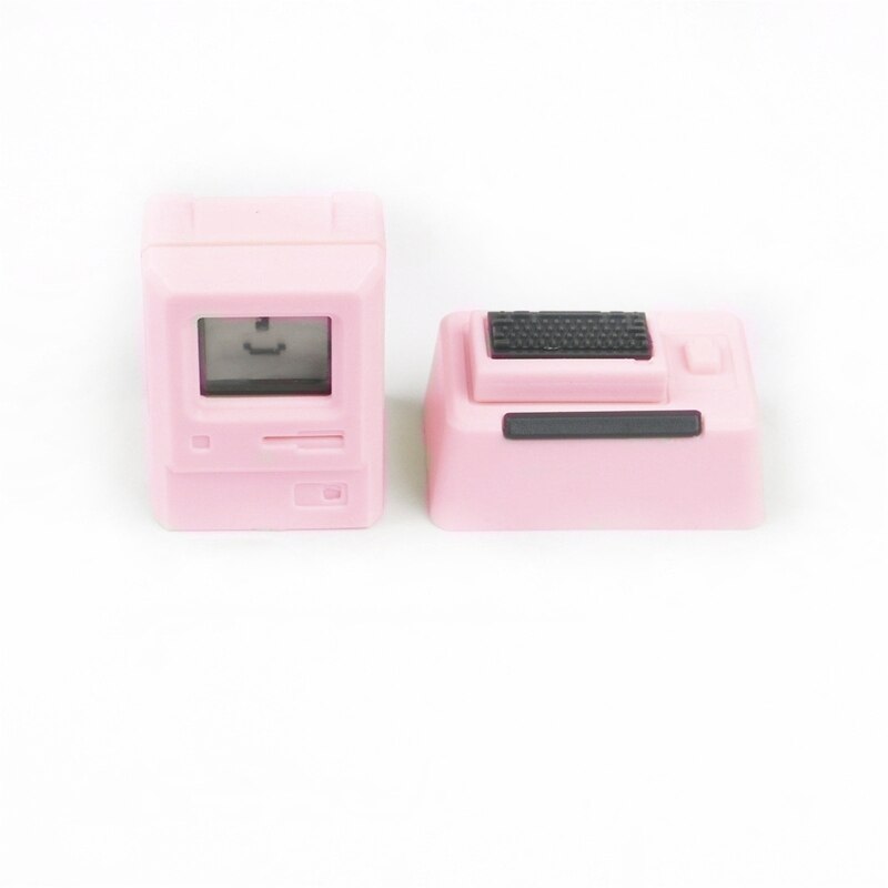 Retro Keycaps For Mechanical Keyboard ABS Classic Retro Cute Transparent Keycaps Mini Keyboard shape Keycaps 8 Pcs: Pink