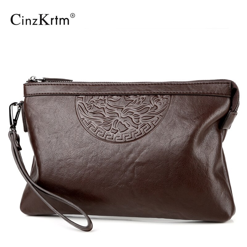 Heren clutch zakelijke handtas heren envelop messenger bag casual reistas multifunctionele herentas: Bruin