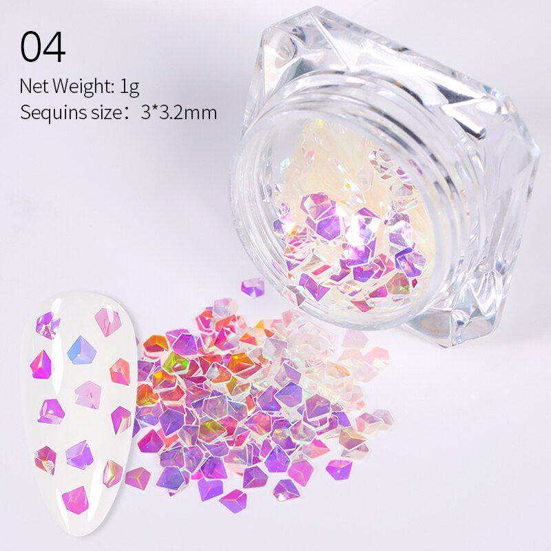 Holographiques ongles paillettes mélange étoile coeur rond flocons miroir irrégulière Paillette ultra-mince paillettes 3D Nail Art décoration: 18