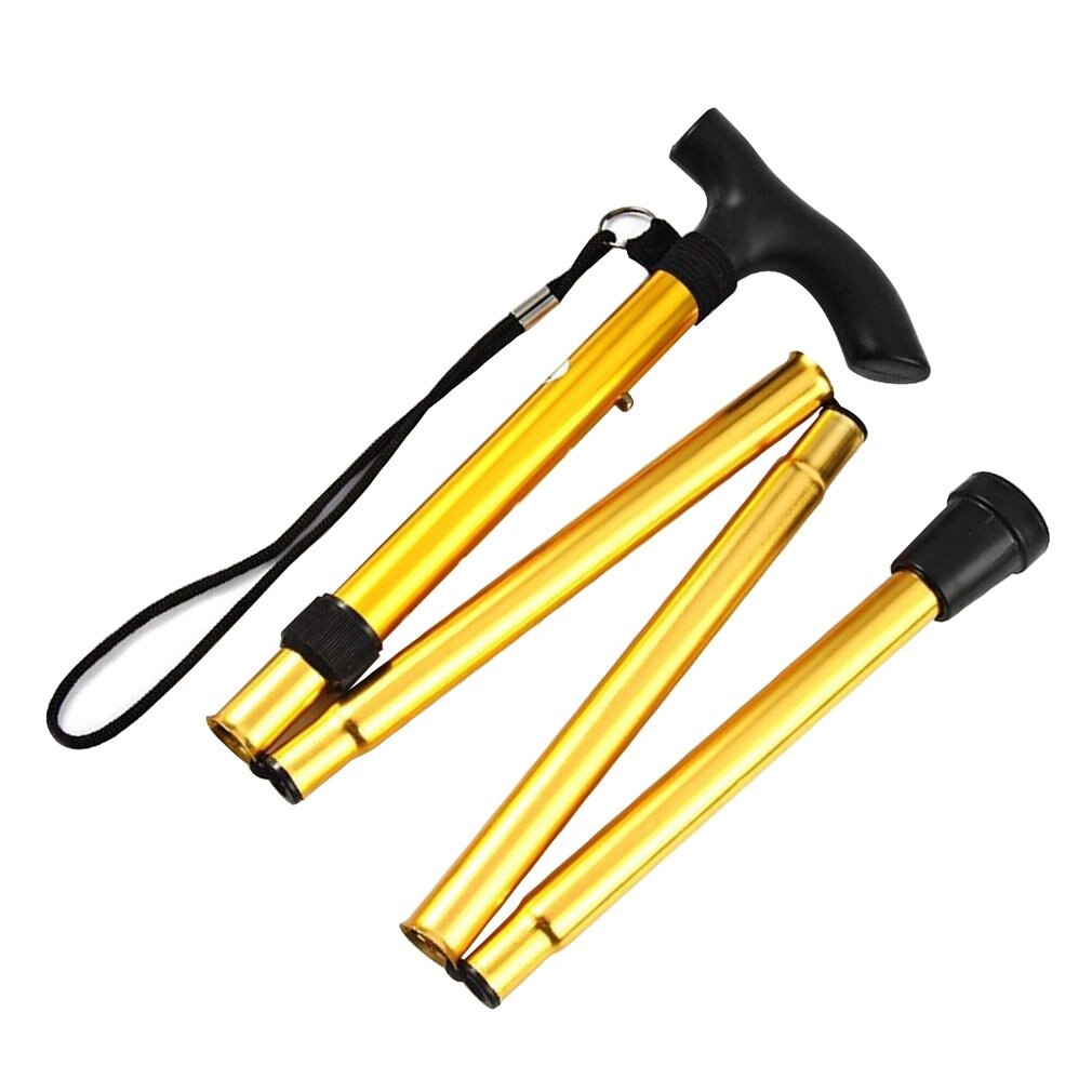 Canne d'escalade à quatre sections télescopique pliant canne Trekking canne anti-dérapant canne âgée canne de marche