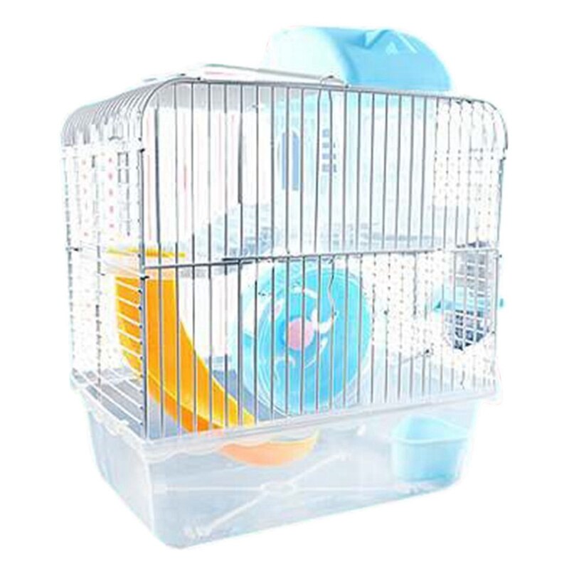 Plastic Hamster Cage Set 2-Tier Portable Hamster Carrier Plastic Hamster House for Rats Guinea Pig Hamster Accessories: Blue