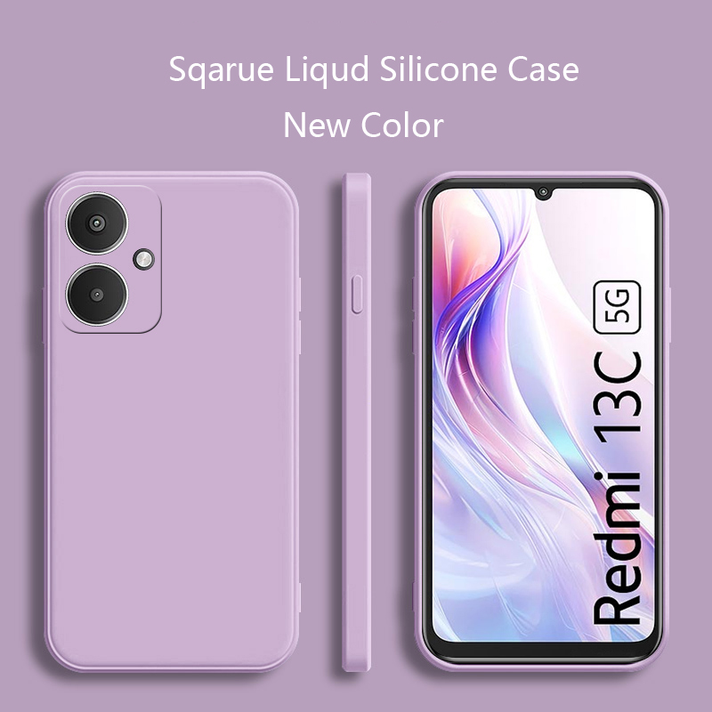 Funda de silicona líquida para Xiaomi Redmi 13C 5G, funda mate POCO M6 5G, funda protectora suave Redmi 13C 13R 5G: ABS / Morado