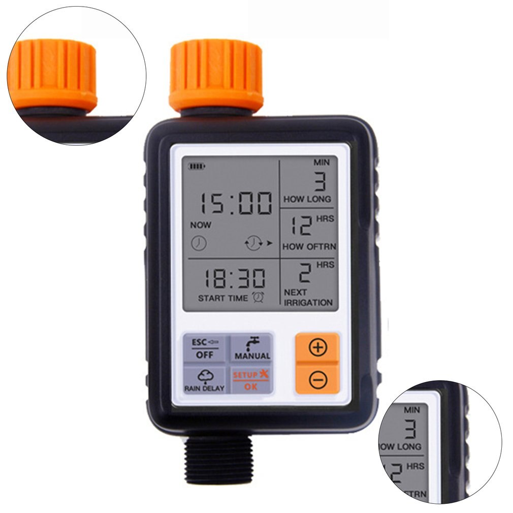 Automatic Programmable Digital Water Timer Large Screen Waterproof For Lawn Watering System Built-in Battery Irrigation Timer