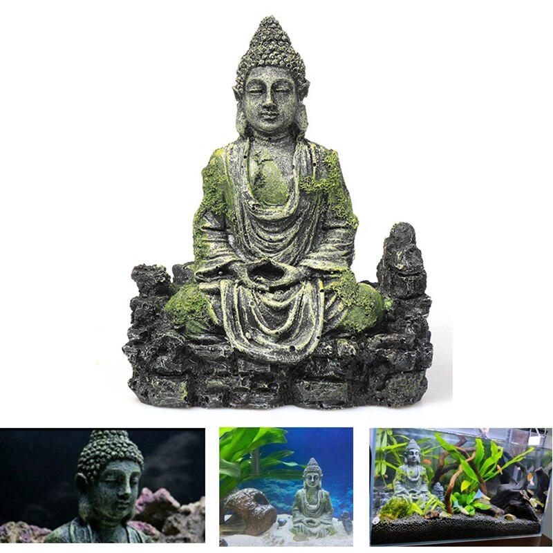 Harpiks buddha statue akvarium dekorasjon hjem hage akvarium ornament sittende buddha dekor stein stein reptil forsyning