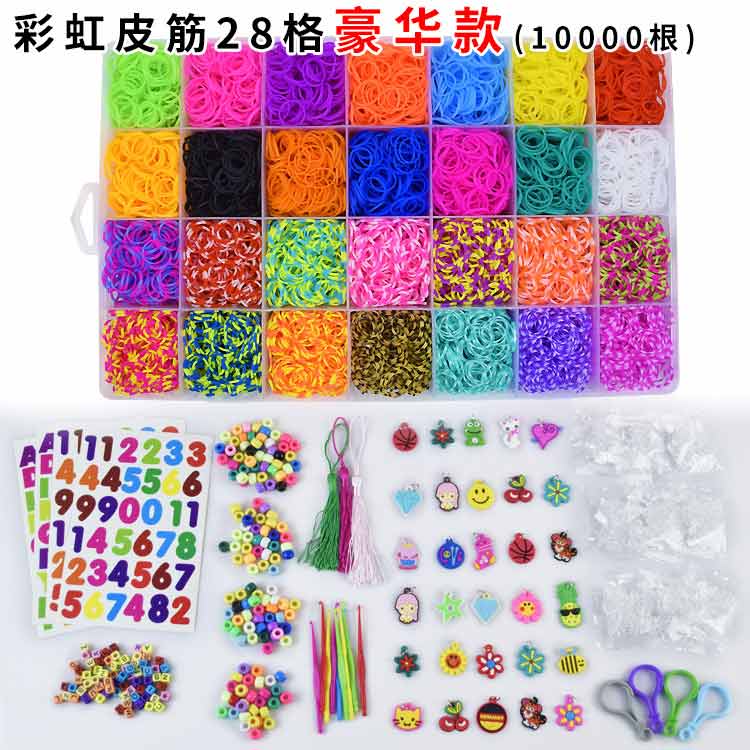 Caja de bandas de goma de colores para de niñas, juego de pulseras para hacer Creavie DIY 5000-10000 unids/set: Deluxe 10000pcs
