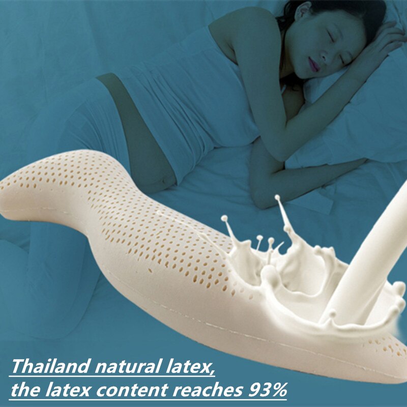 Thailand Natuurlijke Latex S-Vormige Latex Humanoïde Veiligheid Kussen Effen Kleur Stof Grote Kussen Hippocampus Pillow Goed Slapen