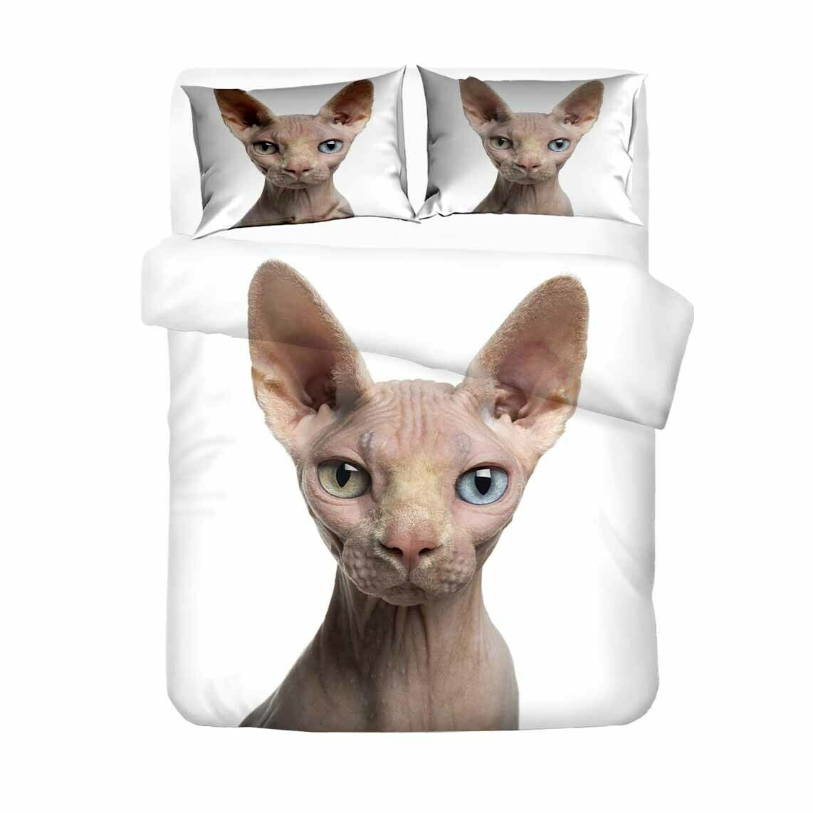 Haustier Sphynx Katze Kätzchen Heimat Textil- Kissen fallen 3D Bettwäsche Bettdecke Abdeckungen Tröster Bettwäsche-setzt Bett einstellen Heimat Dekor bettwäsche: AU Single 140x210cm