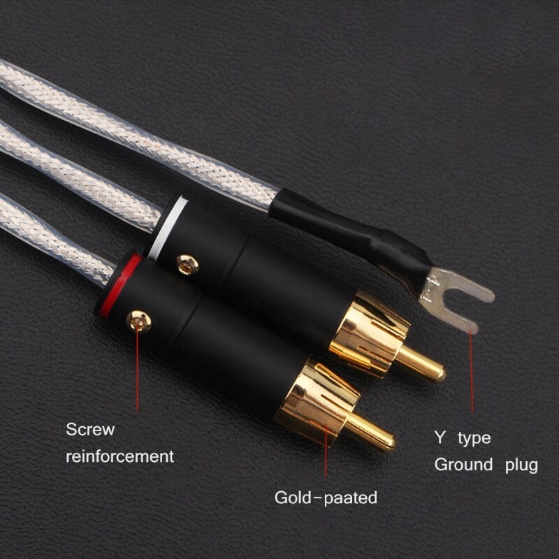 Pegamento negro de grado fiebre LP PTFE, Cable aislado Chapado en plata, fonógrafo, Cable de Audio, Cable de tierra