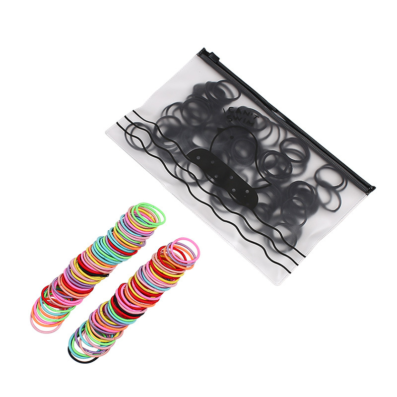 100Pcs Meisje Kleur Haar Ring Nylon Kleine Elastische Haar Hoepel Kinderen Haar Touw Rubber Band Kinderen Paardenstaart Elastische Rubber band
