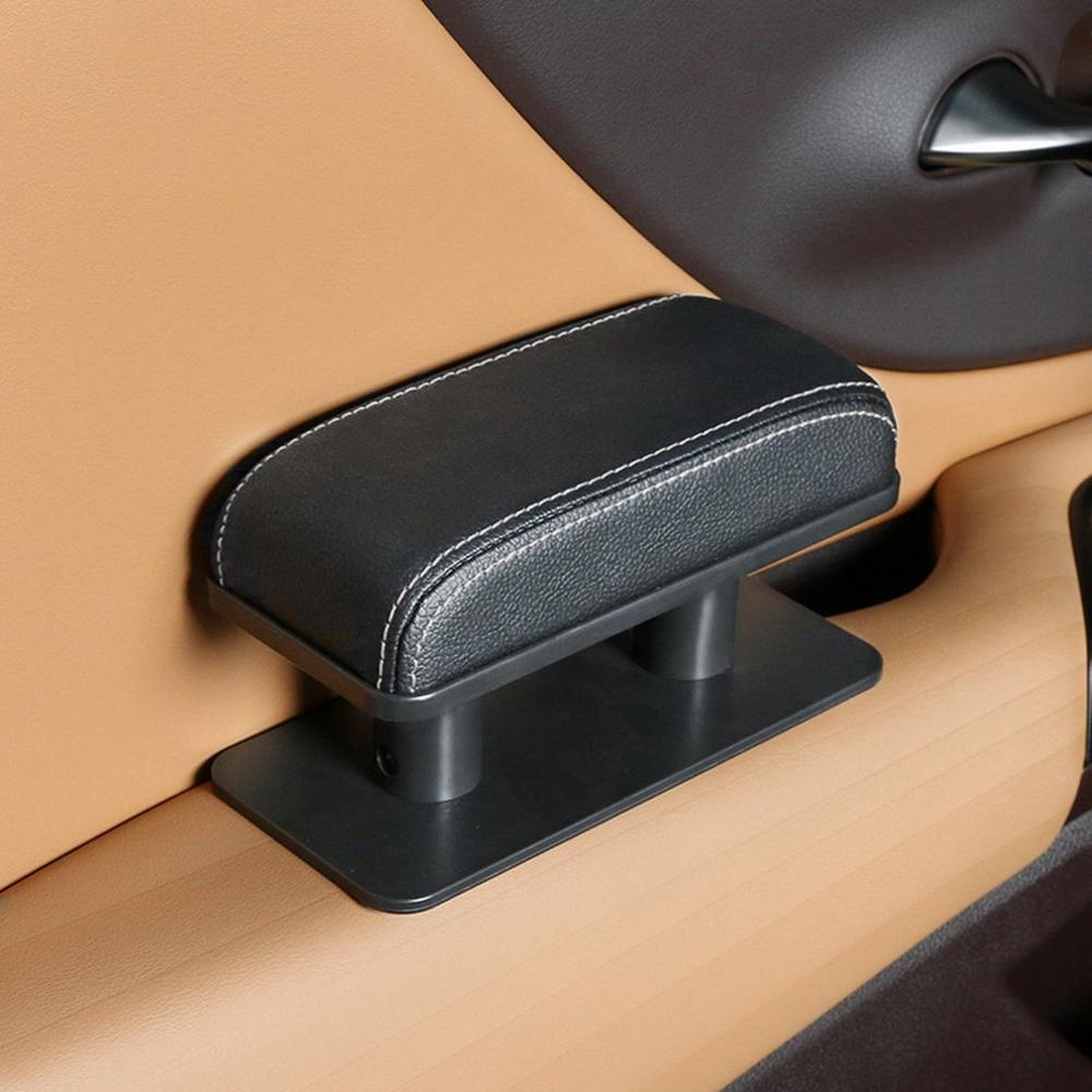 Reposabrazos Universal para coche, soporte para codo izquierdo, apoyabrazos central de cuero, caja ajustable derecha, reposabrazos para puerta antifatiga: black-white