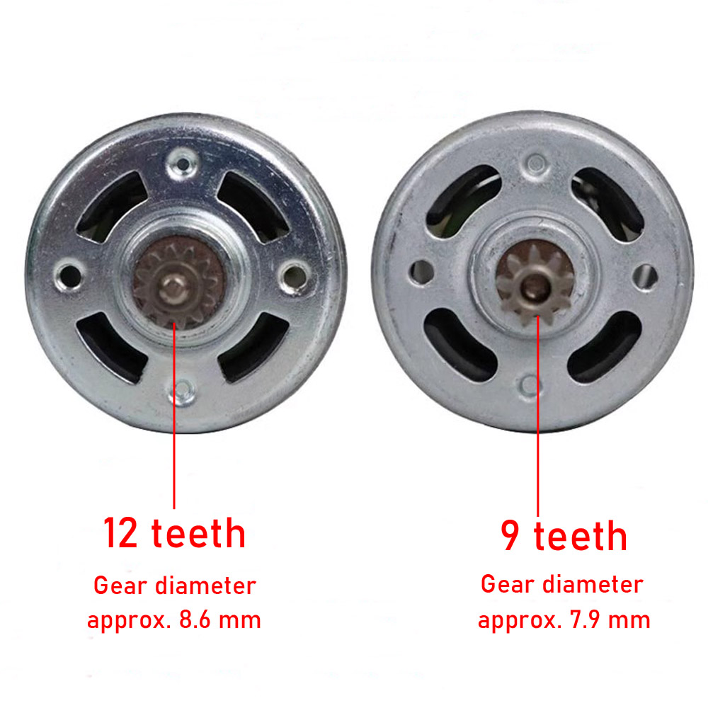 10.8v 12v 14.4v 16.8v 18v 21v 25v likestrøms elektrisk motor  rs550 9 tenner 12 tenner skrutrekkerbormotor med girkasse med høyt dreiemoment
