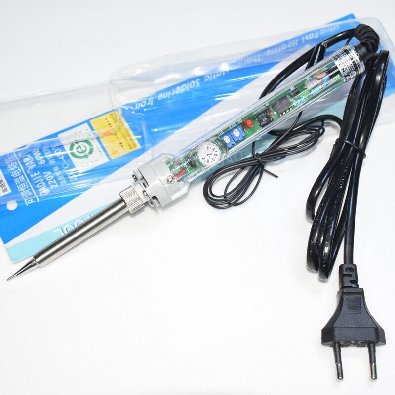 EU Plug 220V 60W 907 Adjustable Adjustable Constant Temperature Lead-Free Internal Heating Electric Soldering Iron + 5Pcs tip: 907 Soldering Iron