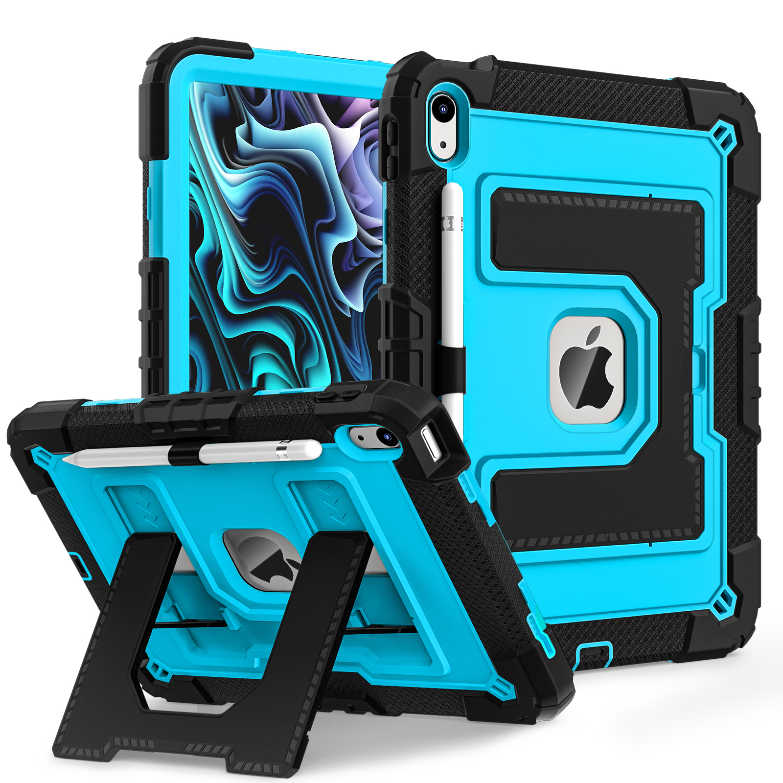 Funda para tableta para IPad A16 11th 2025 10th Gen Air 4 5 10,9 Pro 11 pulgadas Mini 6 7 niños soporte cordón a prueba de golpes protege cubierta resistente: TEN / Niebla Gris