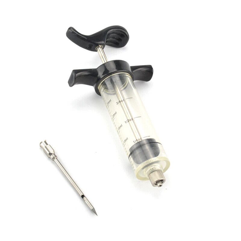 Marinade Injector 30Ml Vlees Injector 3 &#39;&#39;Stalen Naald 1 Oz Flavour Injector Barbecue Bbq Injector Bbq Accessoires Keuken tool: 1pc Black