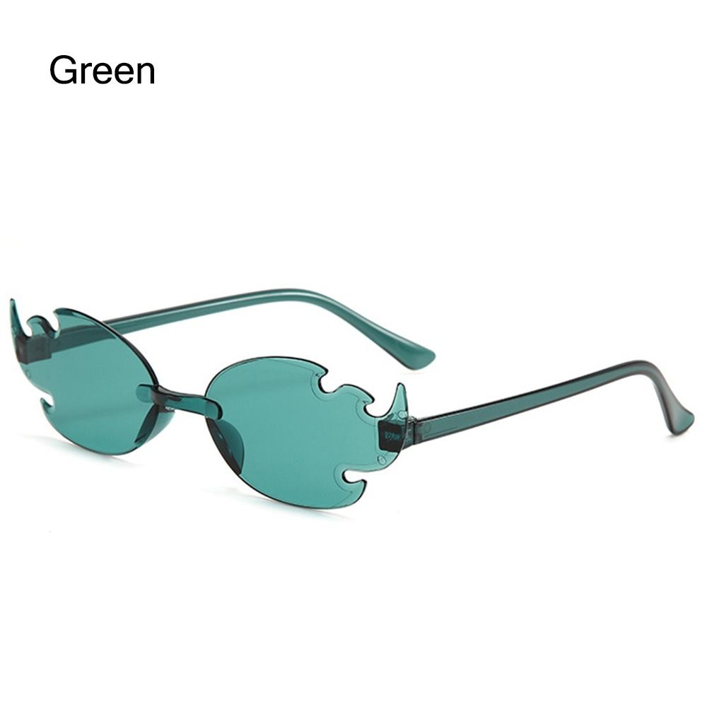 Gafas de sol coloridas con forma de llama de fuego, gafas de sol divertidas sin montura, gafas de Cosplay de para mujeres y hombres: Negro