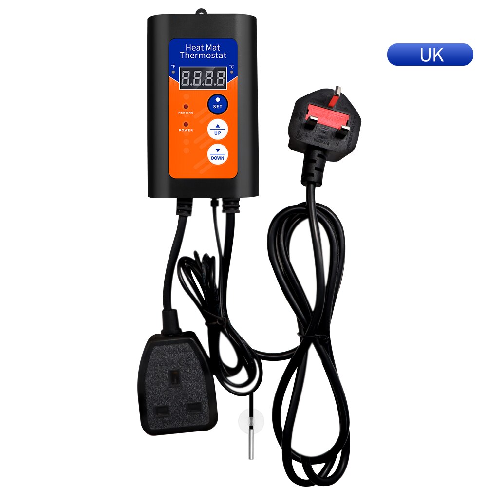 Heat Mat Thermostat 1150W 230V Digital Temperature Controller For Hydroponic Plants Seed Germination Reptiles Pet Supplies: UK Plug