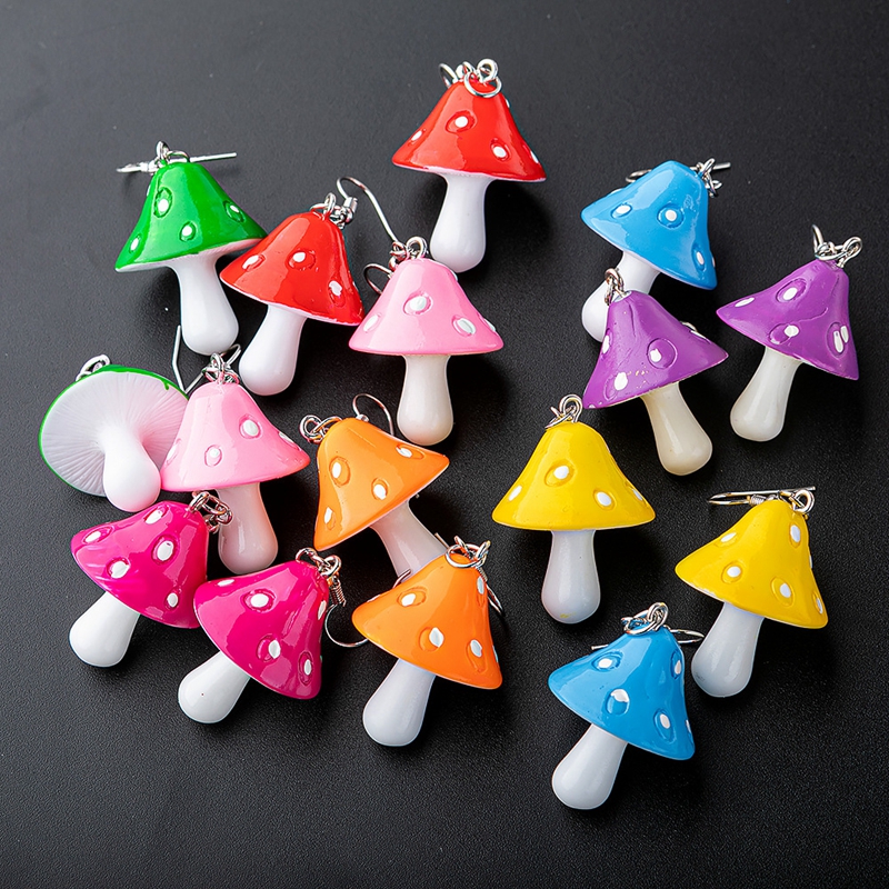 Acryl Paddestoel Lange Hanger Oorbellen Oorbellen Voor Meisjes Vrouwen Kinderen Mooie Sieraden