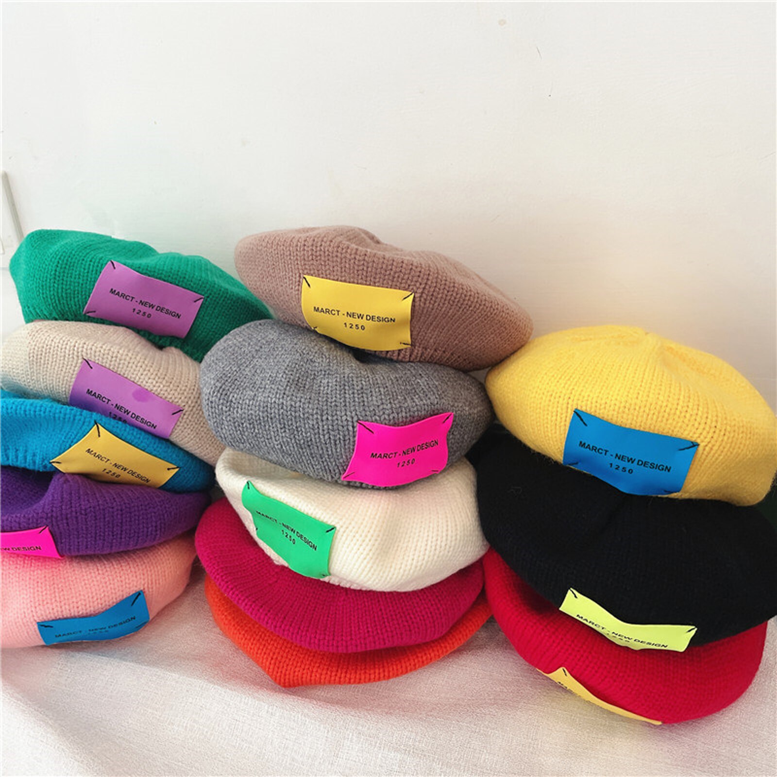 Sombrero de lana para niños, gorros de lana para bebés con patrones de letras, gorro estilo boina, cálido, para otoño e invierno, de 2 a 8 años,