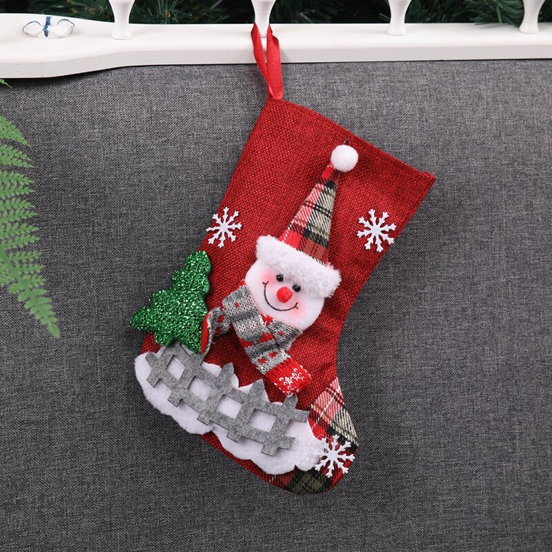 Dulce árbol de Navidad Calcetines rojo verde ligero bolsa chimenea árbol decorativo lindo adorable bolsa de: Rojo
