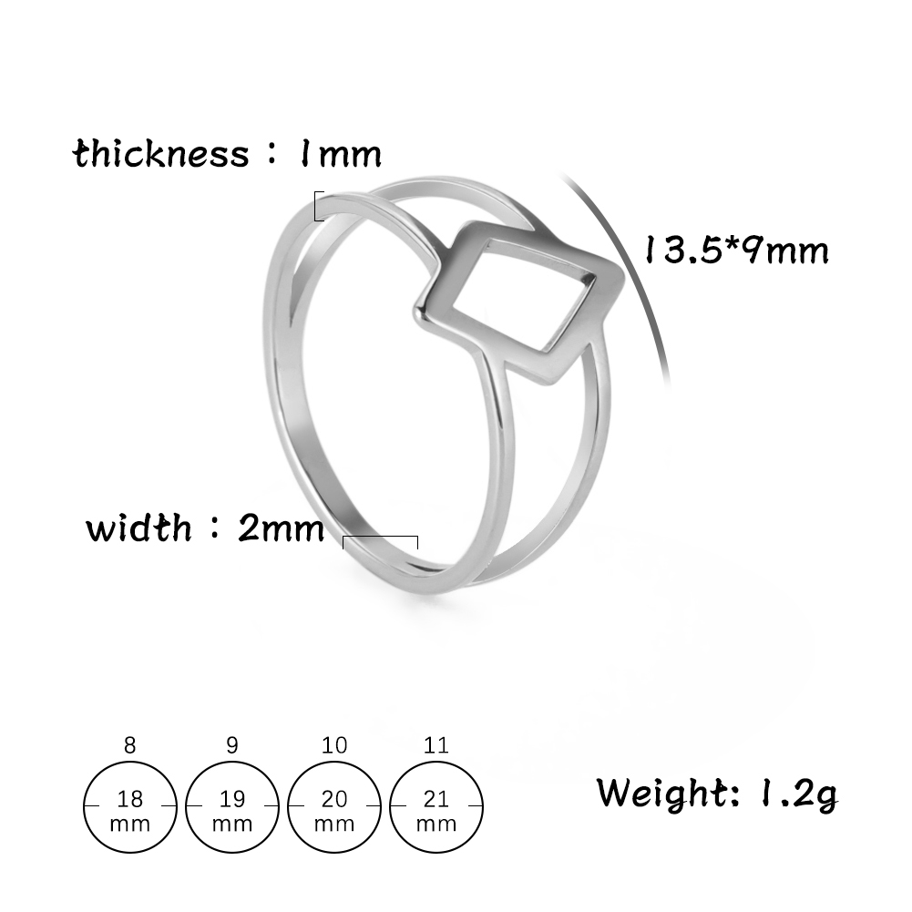 Skyrim Stainless Steel Simple Hollow Rhombic Women's Rings Wedding Party Ring 2025 Jewelry Girls