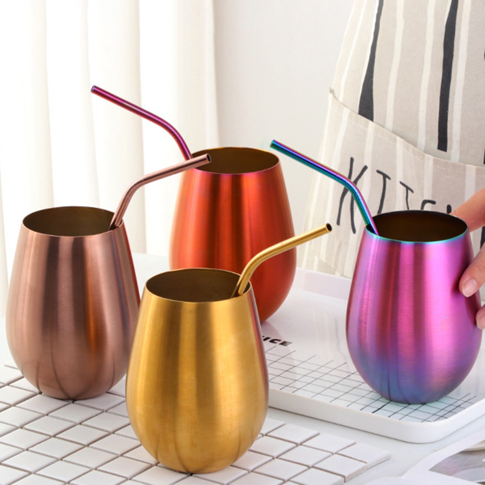 304 Stainless Steel Wine Glasses Coffee Drink Beverage Beer Drinkware Water Cup Stainless Steel Drinking Cup Kitchen Bar