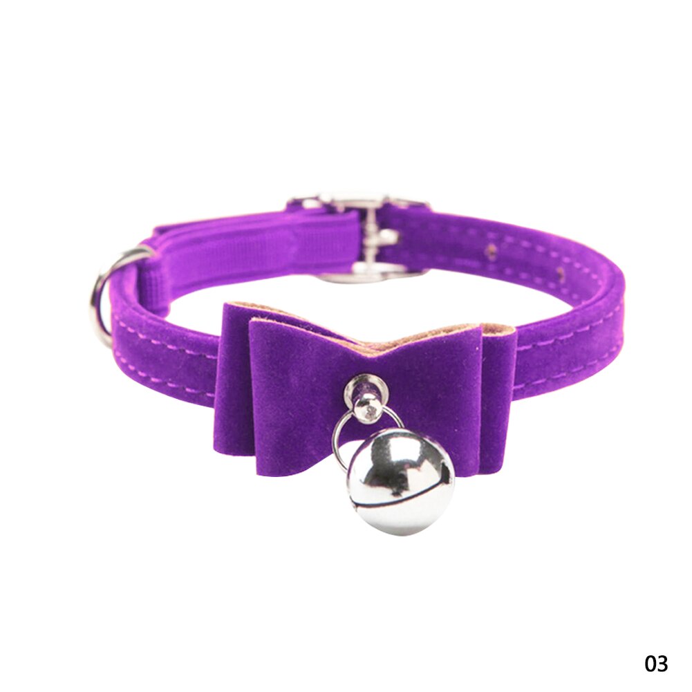Nœud papillon élastique en velours pour chat, 6 couleurs, fournitures pour animaux de compagnie, chiot, chaton: Purple