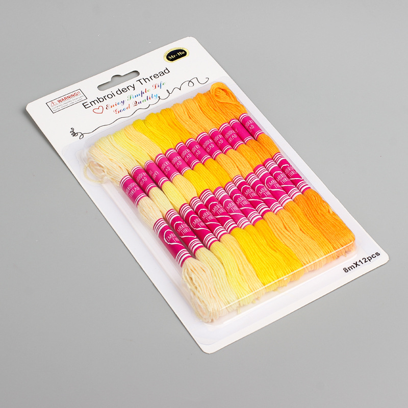 8/12 Colors Cross Stitch Kit Premium Rainbow DIY Threads Crafts Cotton Sewing 8M/piece Embroidery Thread Gradient Colors Floss: Pink Blue