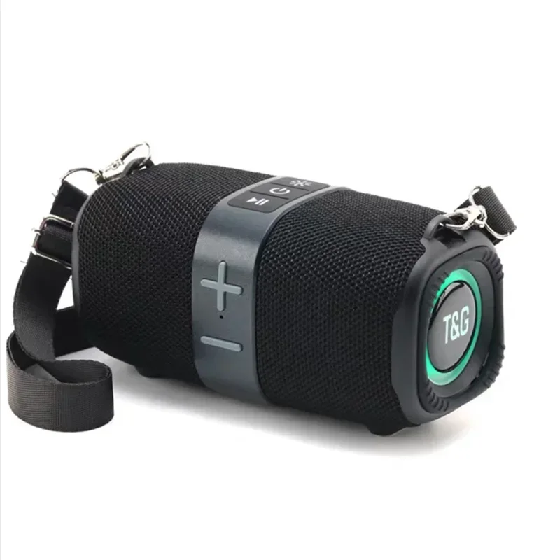T&G TG667 Tragbarer Bluetooth-Lautsprecher mit LED-Licht für Höhle Außenbereich, klein und hohes Aussehen, kompatibel mit USB/AUX/TF/FM: Schwarz