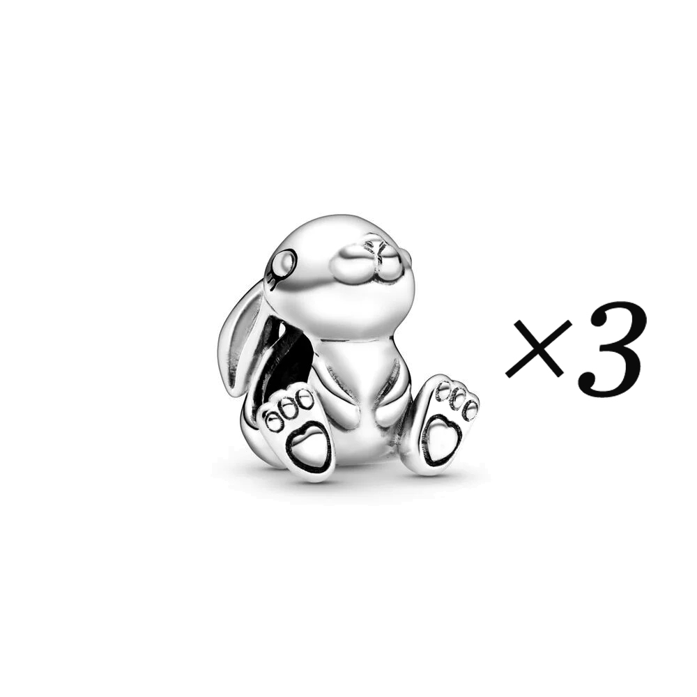 Lindo conejo mascota Nini Charm Bead Fit Pan pulseras DIY mujer joyería: Verde