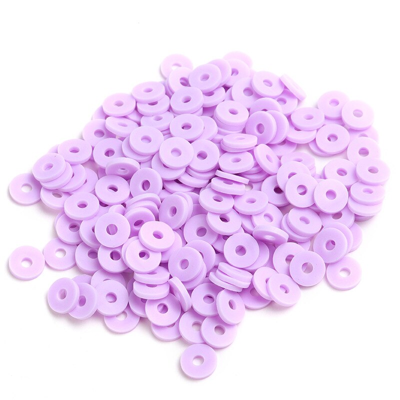Flat Round Polymer Clay Beads Chip Disk Loose Spacer Handmade Boho Slice Beads For DIY Jewelry Making Bracelets: 30 purple