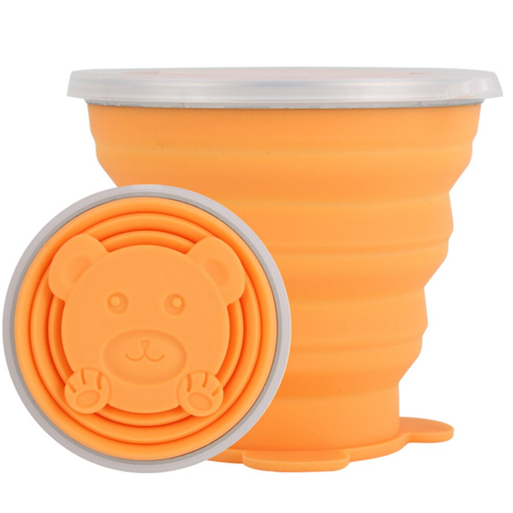 180ml sammenleggbare matkvalitets silikonkopper sammenleggbar reisekopp til fotturer camping utendørs sport kaffekrus utendørs vannkopp  #40: Oransje