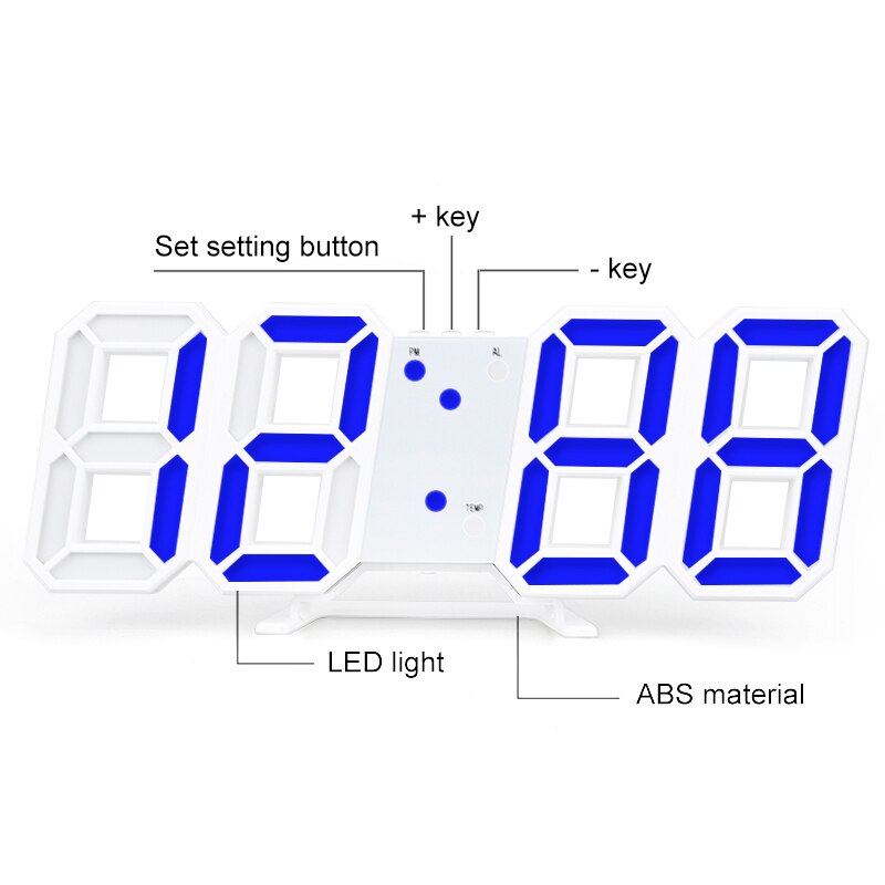 6 farver 1pc 3d stereo elektronisk ur soveværelse skrivebord smart led digitalt vækkeur boligindretning multifunktionelt plast stemmeur