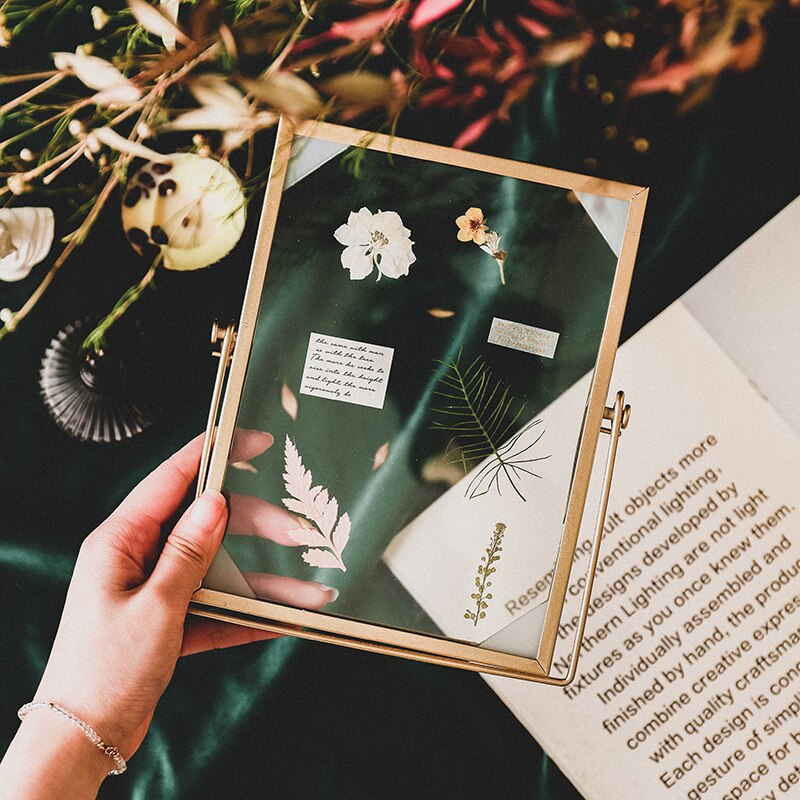 4/6/7 pouces verre Transparent Album Photo idyllique séché fleur spécimen Album Photo décoration de la maison décorer cadre Photo ZH449