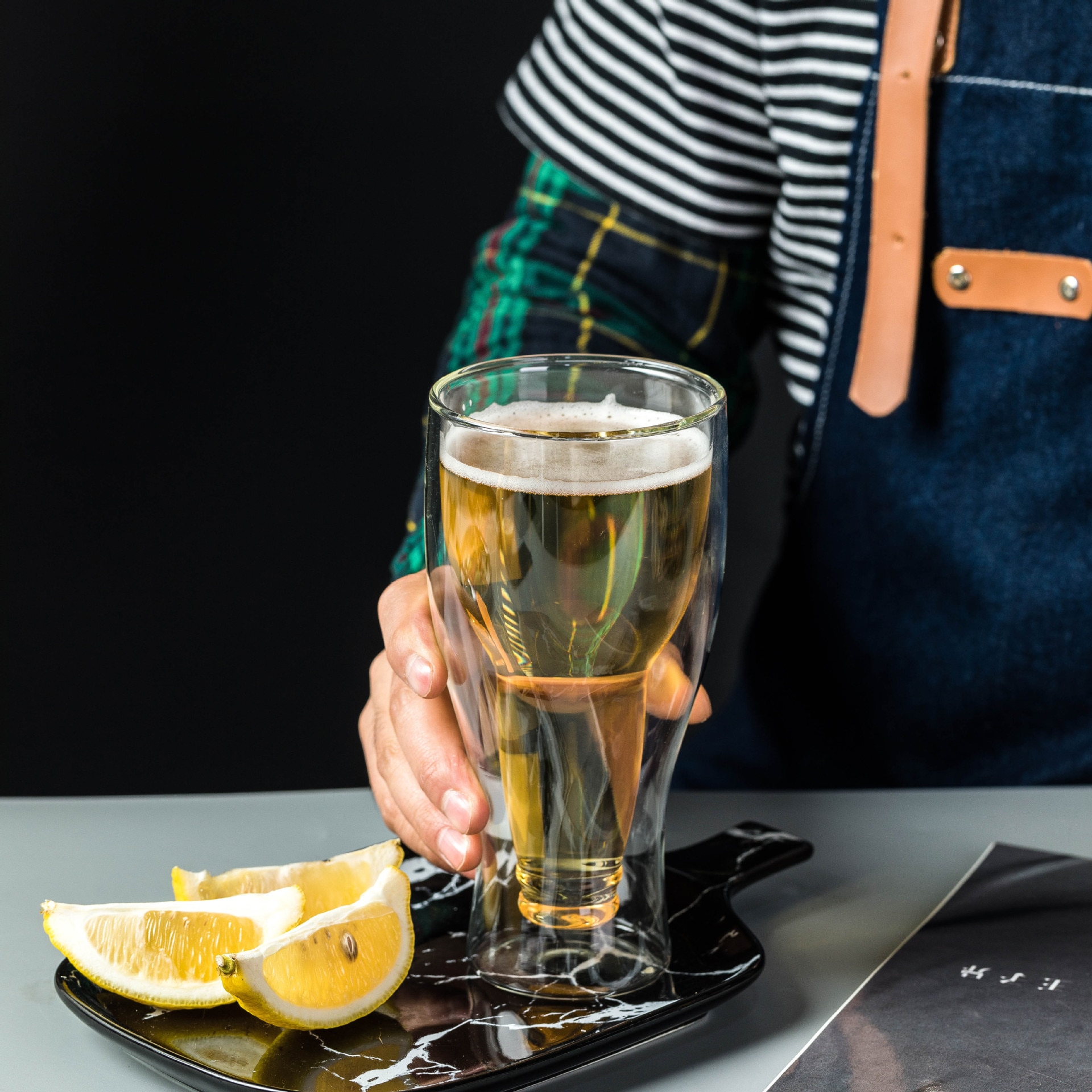 Flip Beer Mug Upside Down Juice Drink Water Cup Whiskey Champagne Glass Bar Restaurant Transparent Double Glass Cup