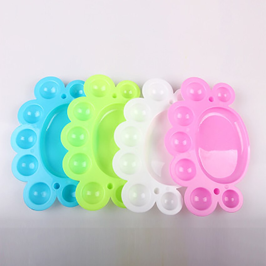 8 brønde fodaftryk form plastik palet bakke elev kunst maling farvepalet olie akvarel tegning palle barn maleri forsyninger