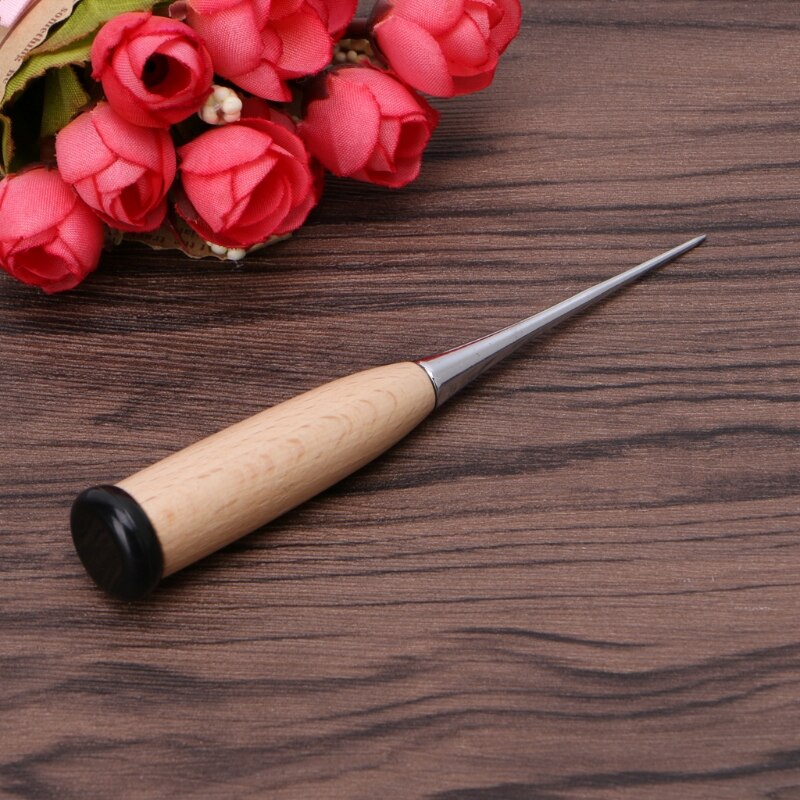 Leather Craft Awl Tool Hole Maker Wooden Handle Sewing Stitching Punching