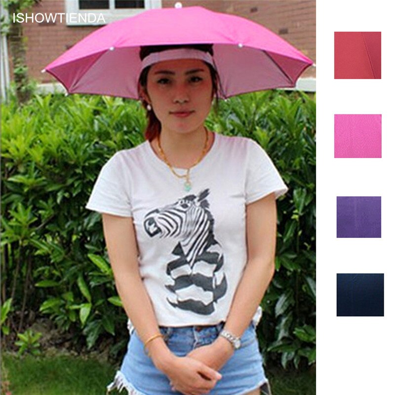1pc 55cm Outdoor Foldable Sun Umbrella Hat Golf Fishing Camping Headwear Cap Head Hat Woman Outside