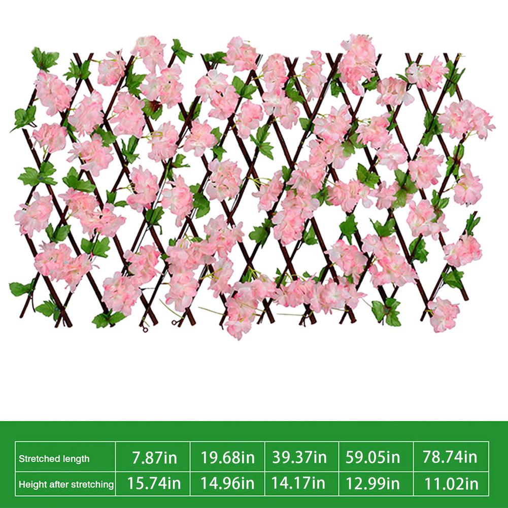 Valla retráctil telescópica de madera para decoración de jardín, decoración de hojas de flores, telescópica, retráctil