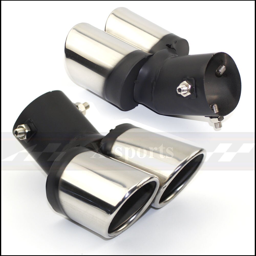 Uitlaatpijp Uitlaat staart pijp uitlaat mondstuk end Universele Rvs Circulaire platte uiteinde een verandering twee dubbele out ID 60MM: bend silver