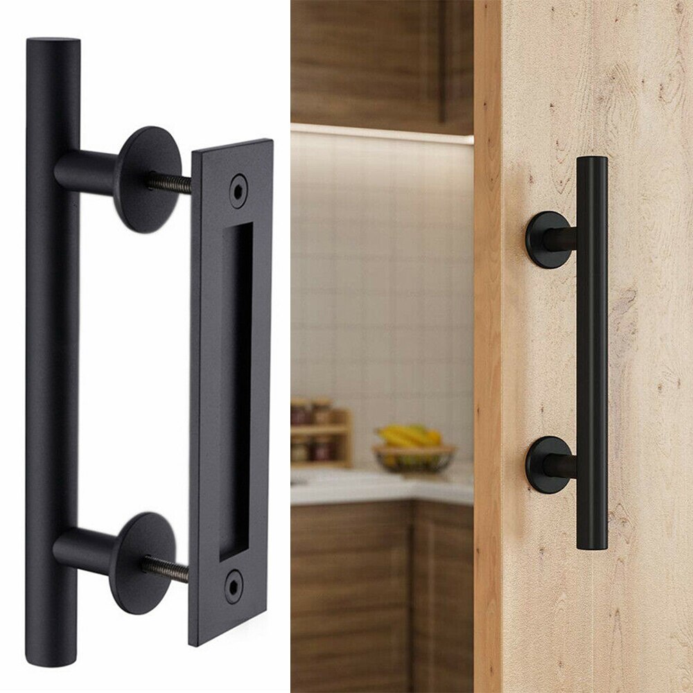 12" Barn Door Handle Pull Flush Recessed Stainless Steel Door Handle Furniture Hardware For Cabinet Cupboard 35-45MM