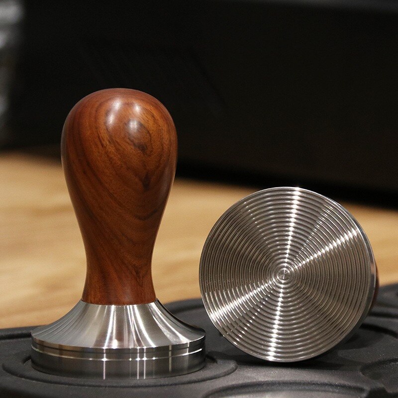 51/53/58/58.35mm Coffee Tamper Wooden Handle Barista Espresso maker Grinder with 304 stainless steel base مطحنة القهوة