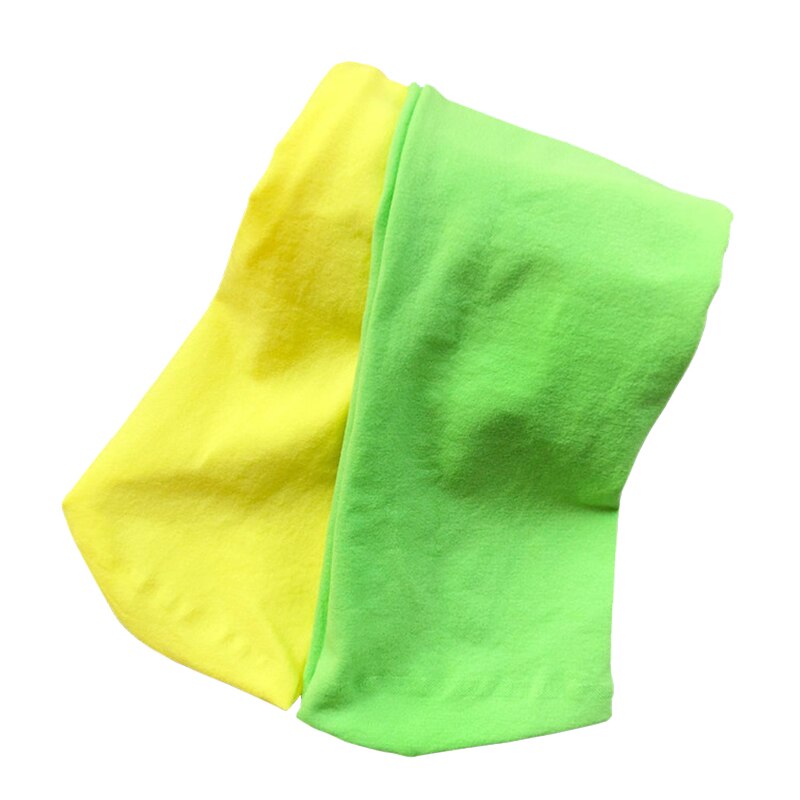 printemps et automne fille couleur bébé velours Ballet collants enfants deux couleurs couture Leggings AB chaussettes enfants danse collants: Yellow-Green