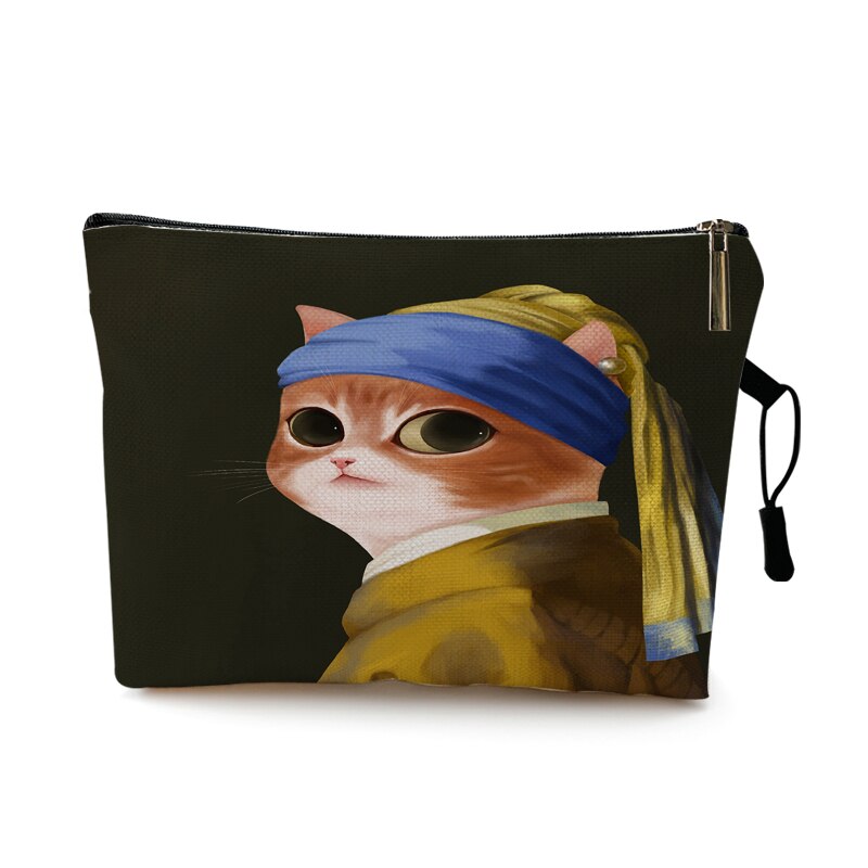 Sacchetto di vanità del rossetto dell'organizzatore di articoli da toeletta di viaggio della borsa cosmetica delle signore delle donne del sacchetto di trucco di progettazione del gatto divertente sveglio eccellente: Pattern 1