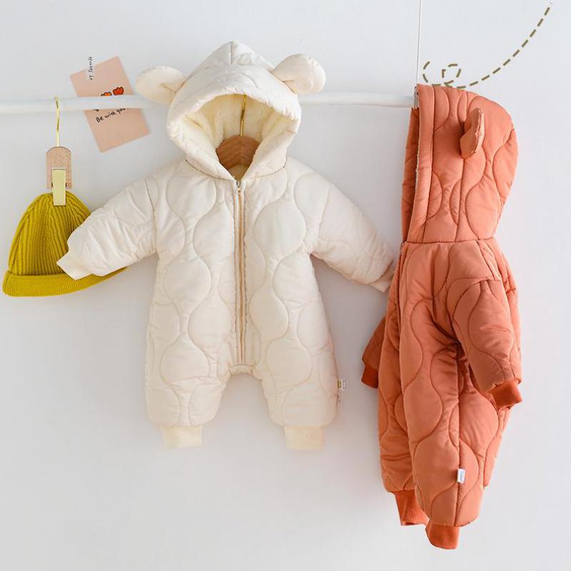 Ins Winter Koreaanse Baby Kleding Voor Meisjes 2022 Pasgeboren Verdikte Jongens Snowsuit Met Hooded 0-24M Warme Overalls peuter Zuigelingen