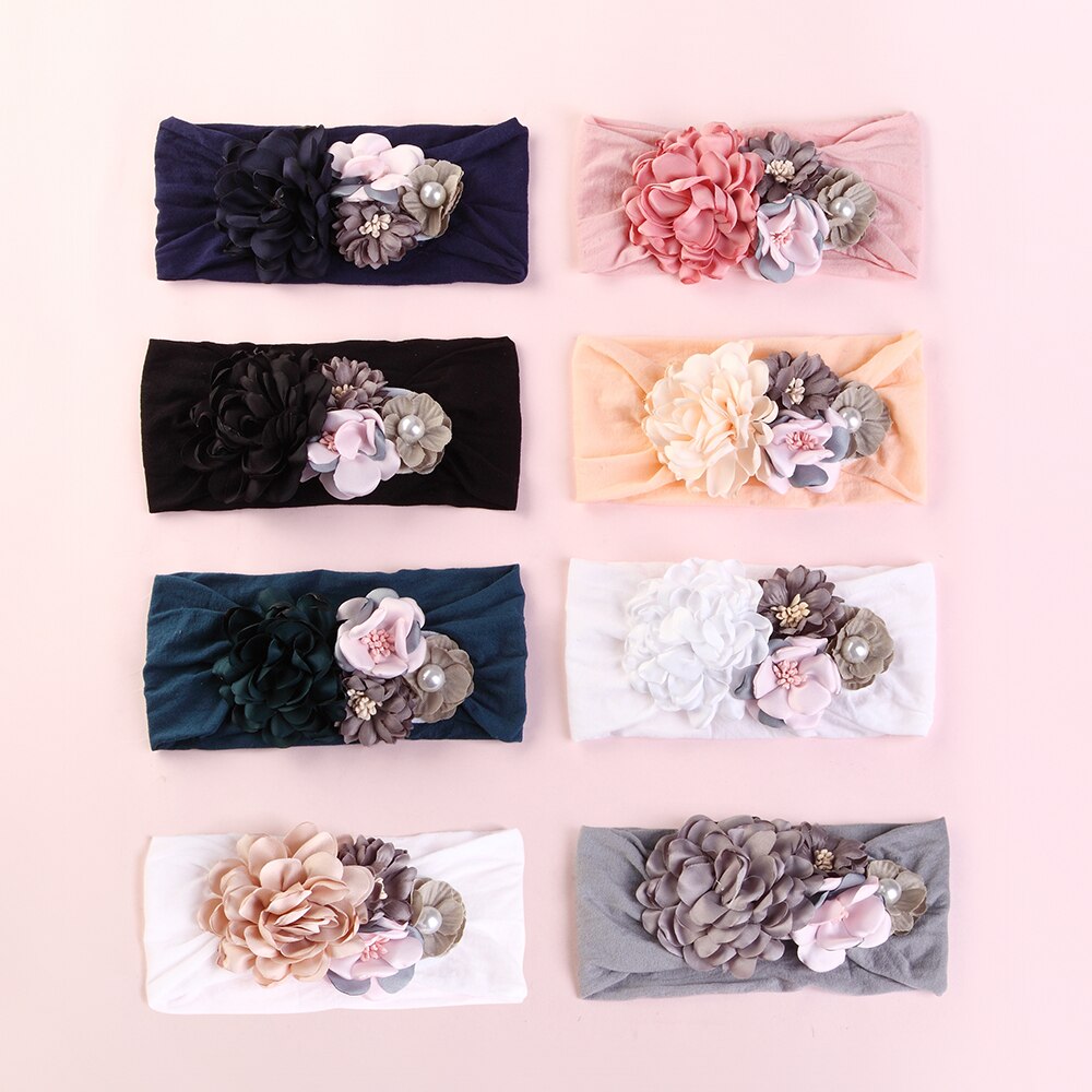 Mädchen freundlicher Baby Bogen Hairband Elastische Stirnbänder Nette 3D Blume strecken Turban Blume Kopf wickeln Kleinkind Prinzessin Haar Zubehör