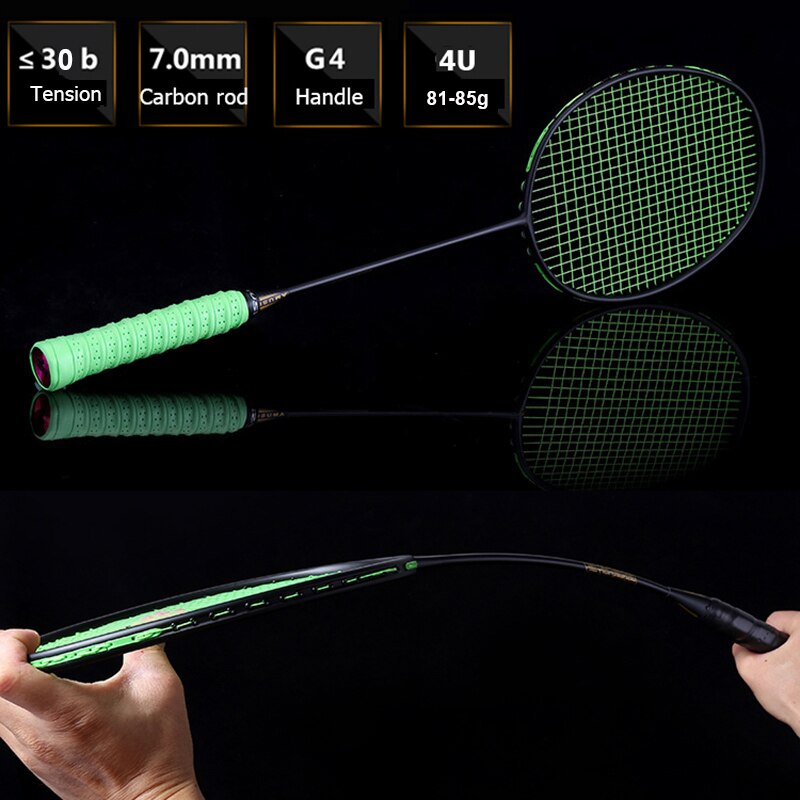 4U Offensive Carbon Badminton Racket Light Weight Training Badminton Racquet Good Damping 22-30 LBS with Bag