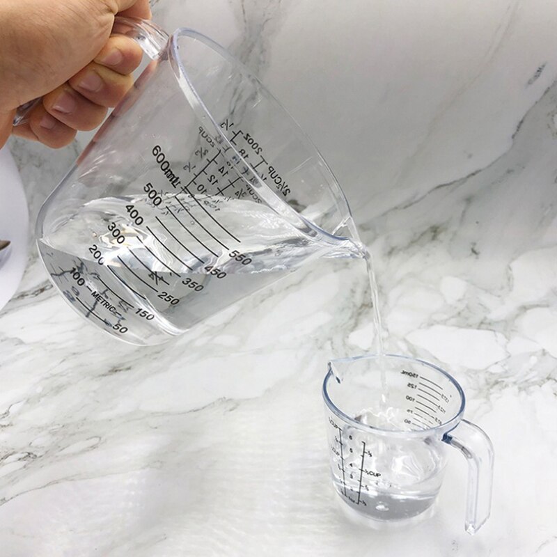150/300/600/1000ml Measuring Cup Plastic Transparent Scale Display Cup Pour Spout Measuring Cup Kitchen Baking Tool Measurement